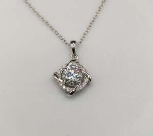 Authentic Moissanite Windmill Necklace Spring Ring Closure  925 Silver NWT